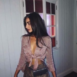 The Ritz tie front top- rose gold XS/S(Verge girl)